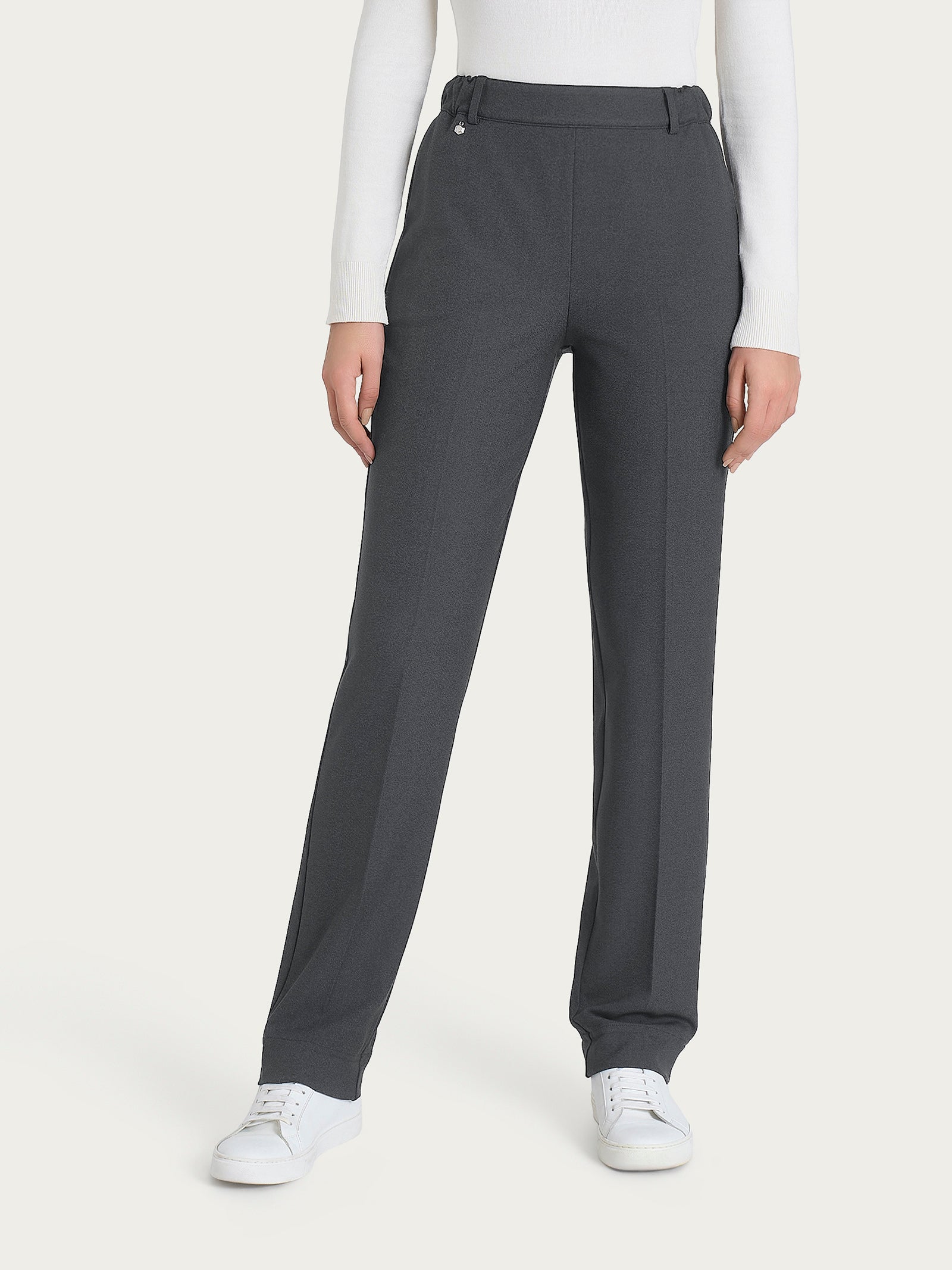 Pantalone dritto con tasche in Flannel Twill Neri Donna - Ragno