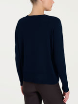 Jersey con cuello en V Four Seasons azul para mujer - Ragno