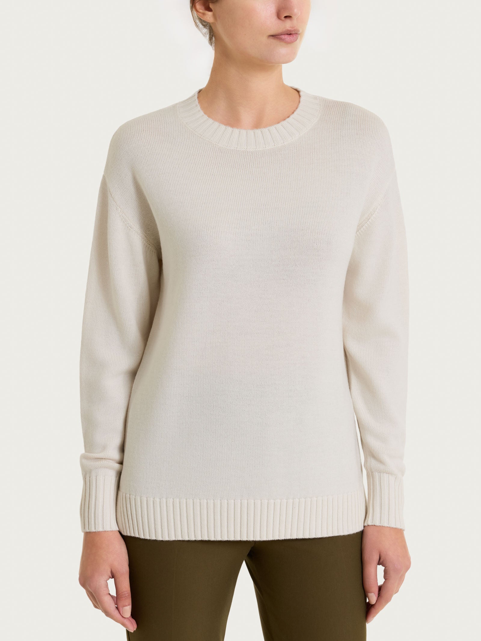 Maglia girocollo leggera in Merino Soft Bianchi Donna - Ragno