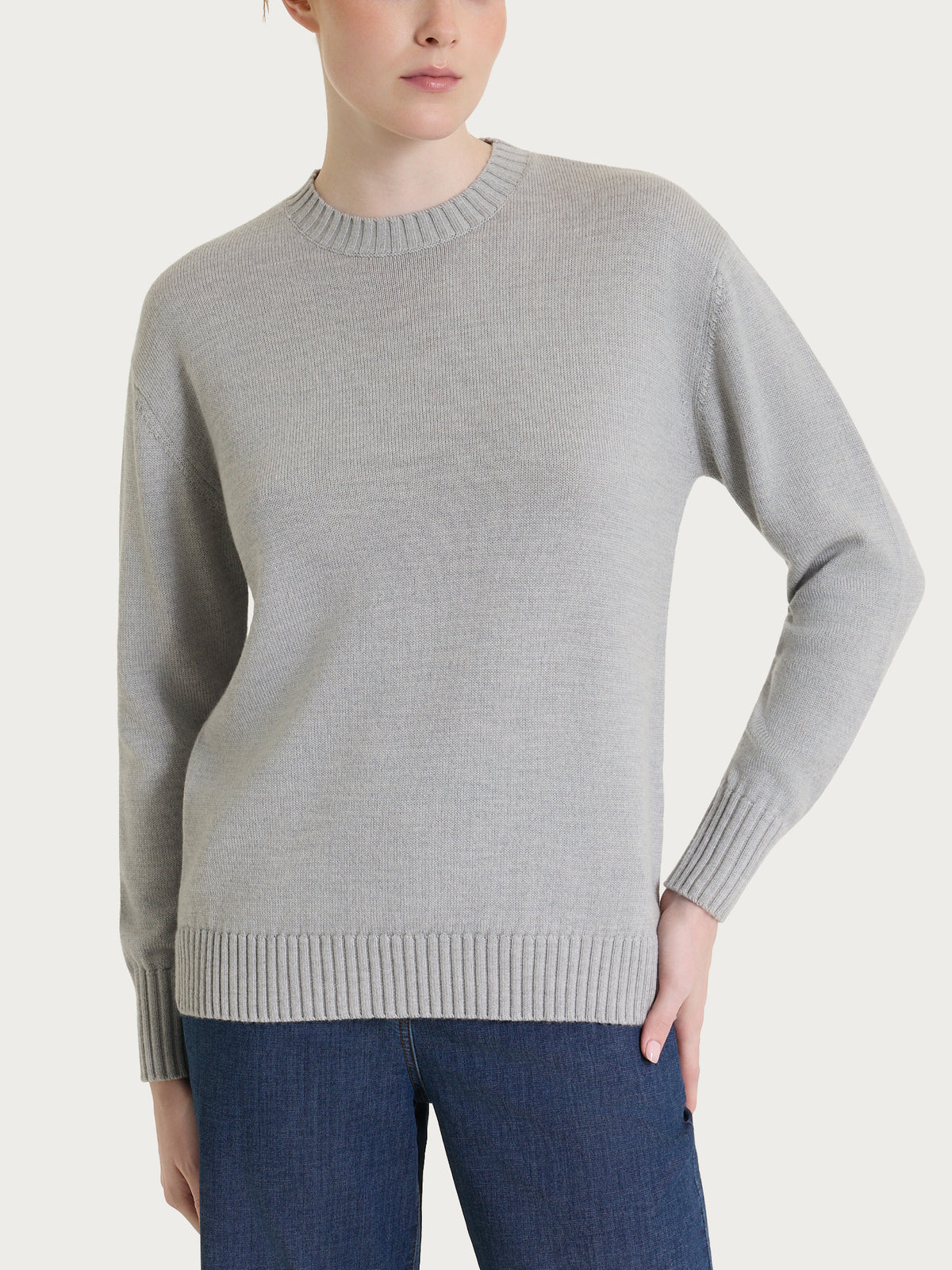 Maglia girocollo leggera in Merino Soft Neri Donna - Ragno