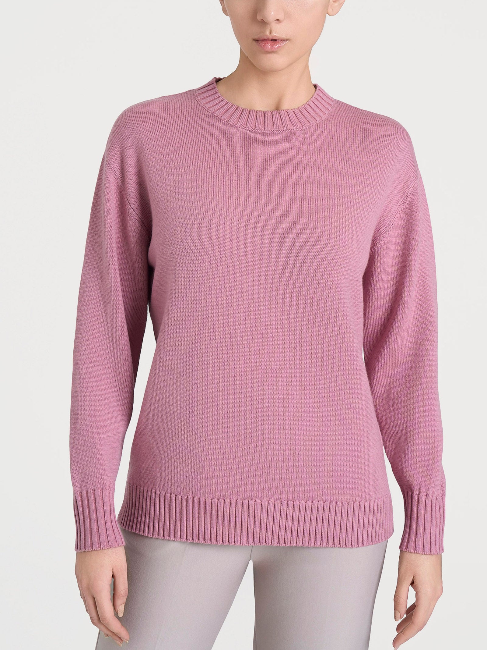Maglia girocollo leggera in Merino Soft Rosa Donna - Ragno
