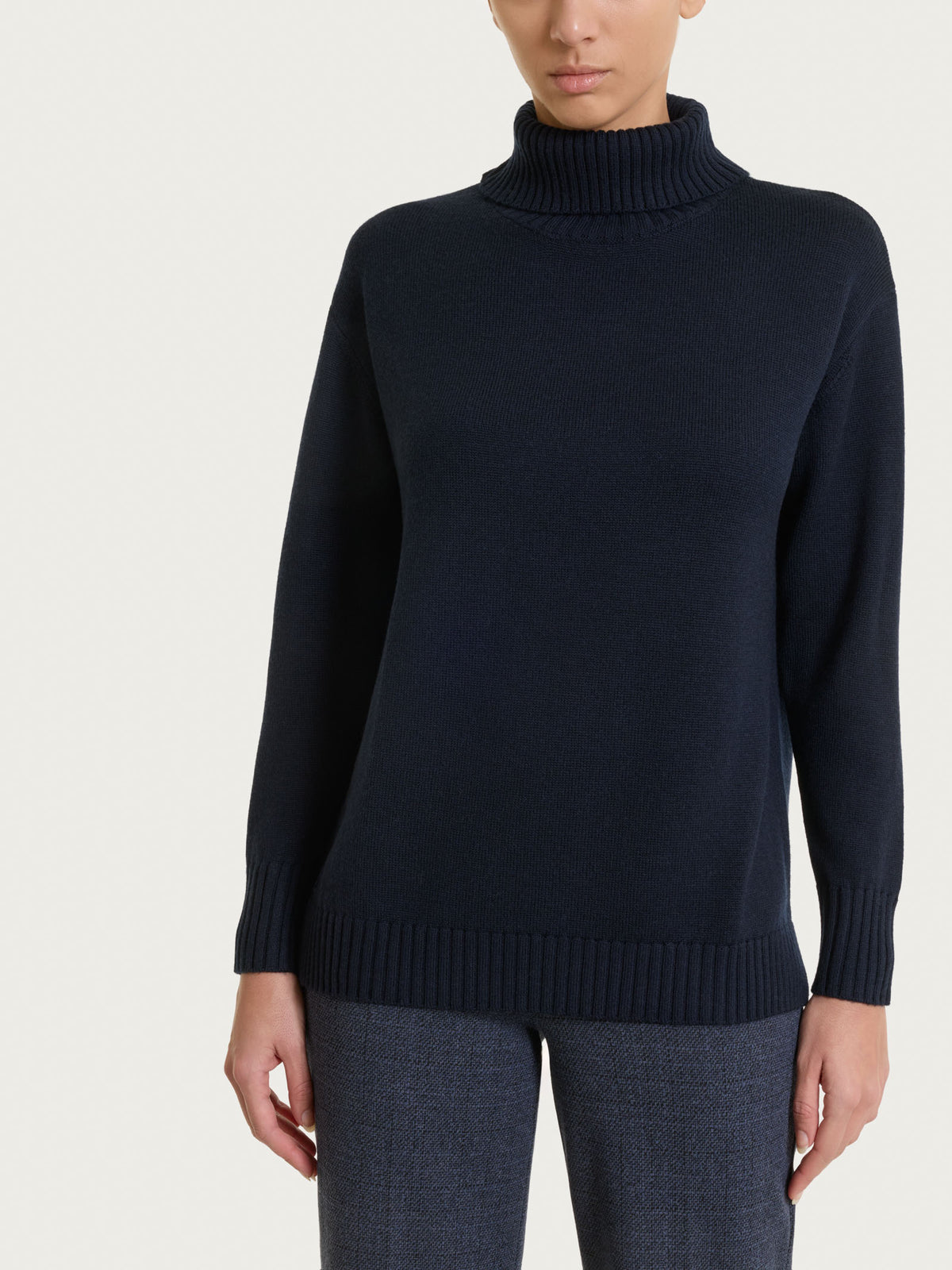 Dolcevita leggero in Merino Soft Blu Donna - Ragno