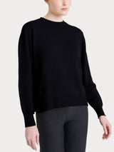 Maglia girocollo tinta unita in misto Lana e Angora Neri Donna - Ragno