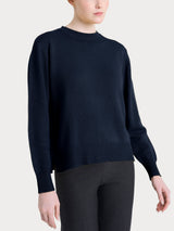 Maglia girocollo tinta unita in misto Lana e Angora Blu Donna - Ragno