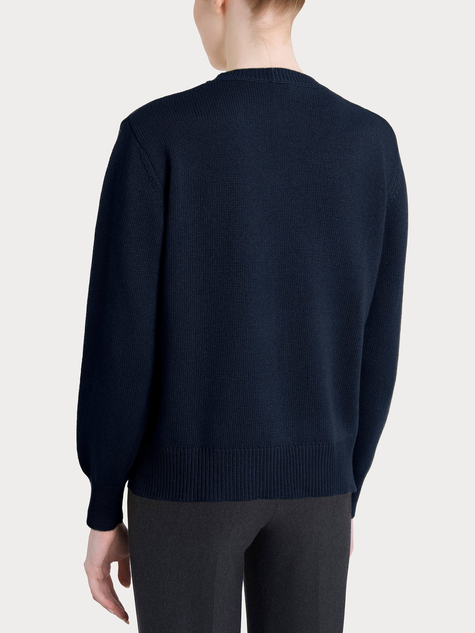 Maglia girocollo tinta unita in Natural Soft Blu Donna - Ragno