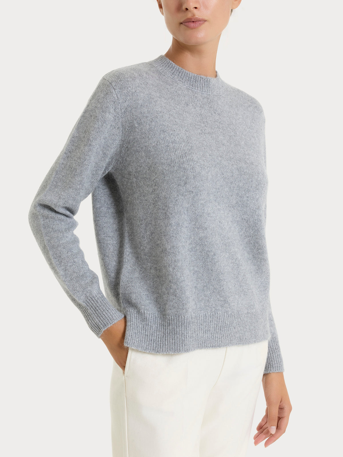 Maglia girocollo tinta unita in misto Lana e Angora Neri Donna - Ragno