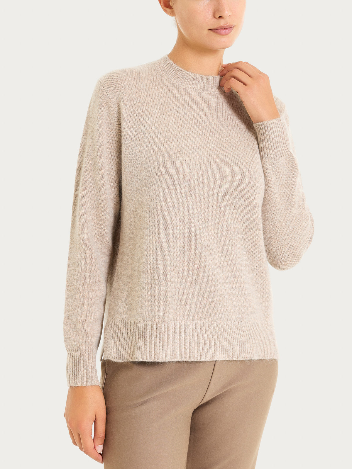 Maglia girocollo tinta unita in misto Lana e Angora Grigi Donna - Ragno