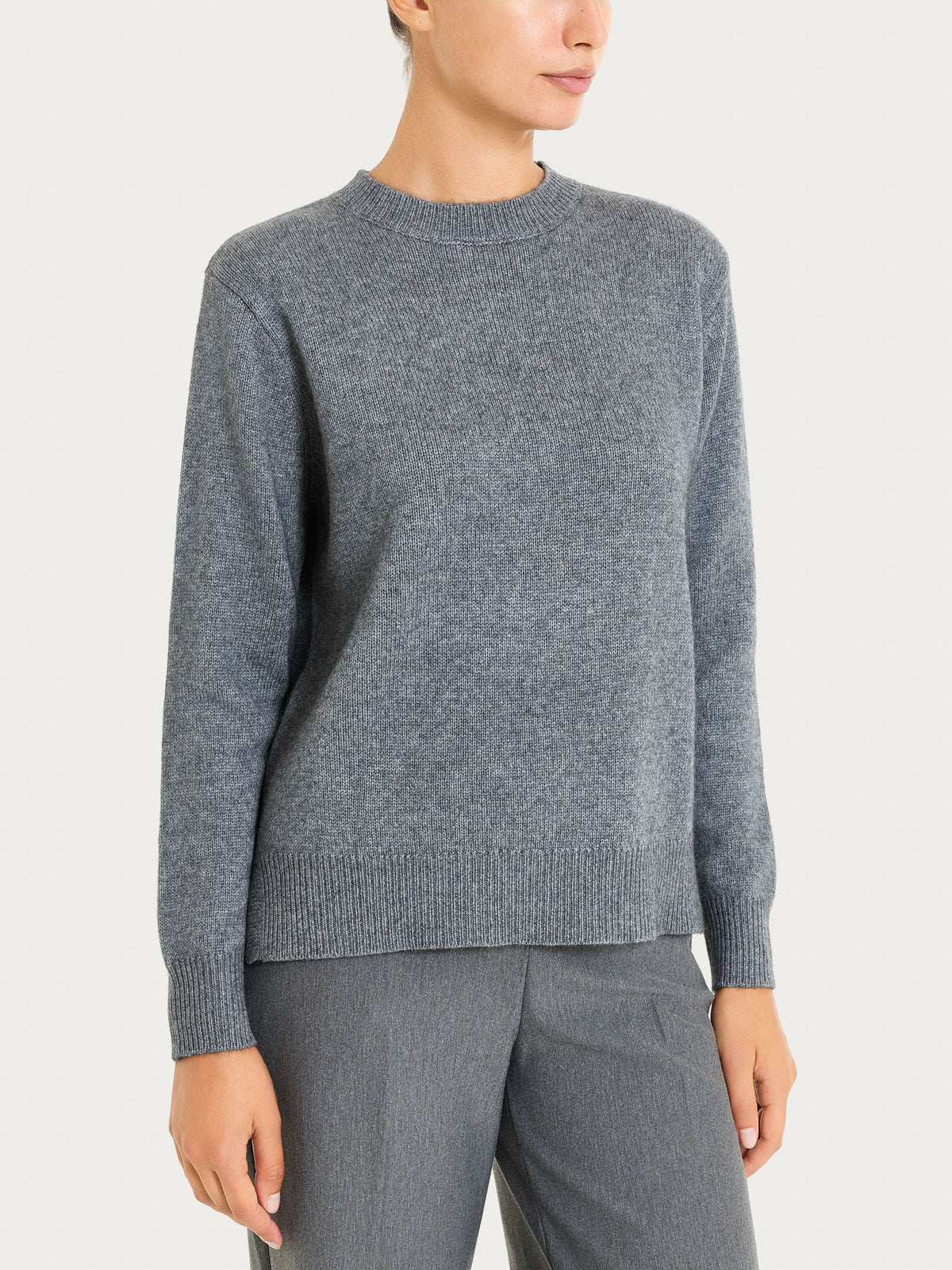 Maglia girocollo tinta unita in misto Lana e Angora Neri Donna - Ragno