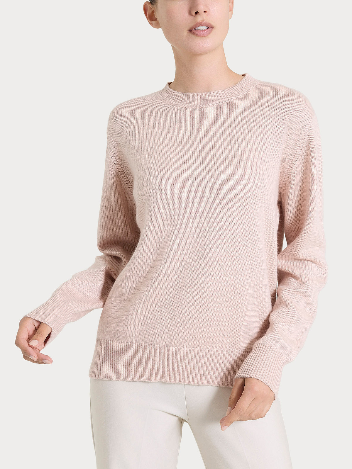 Maglia girocollo tinta unita in misto Lana e Angora Rosa Donna - Ragno