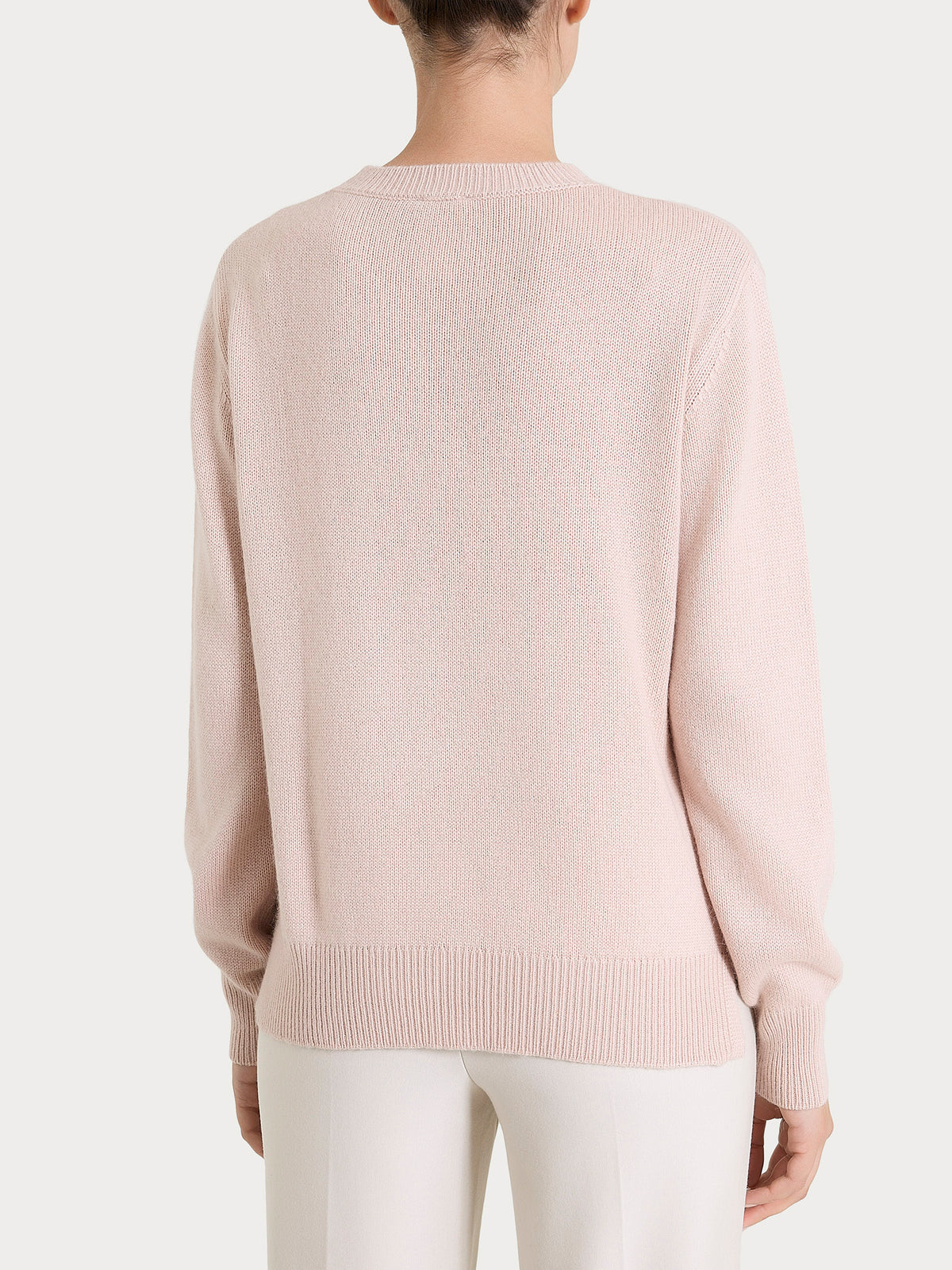 Maglia girocollo tinta unita in misto Lana e Angora Rosa Donna - Ragno