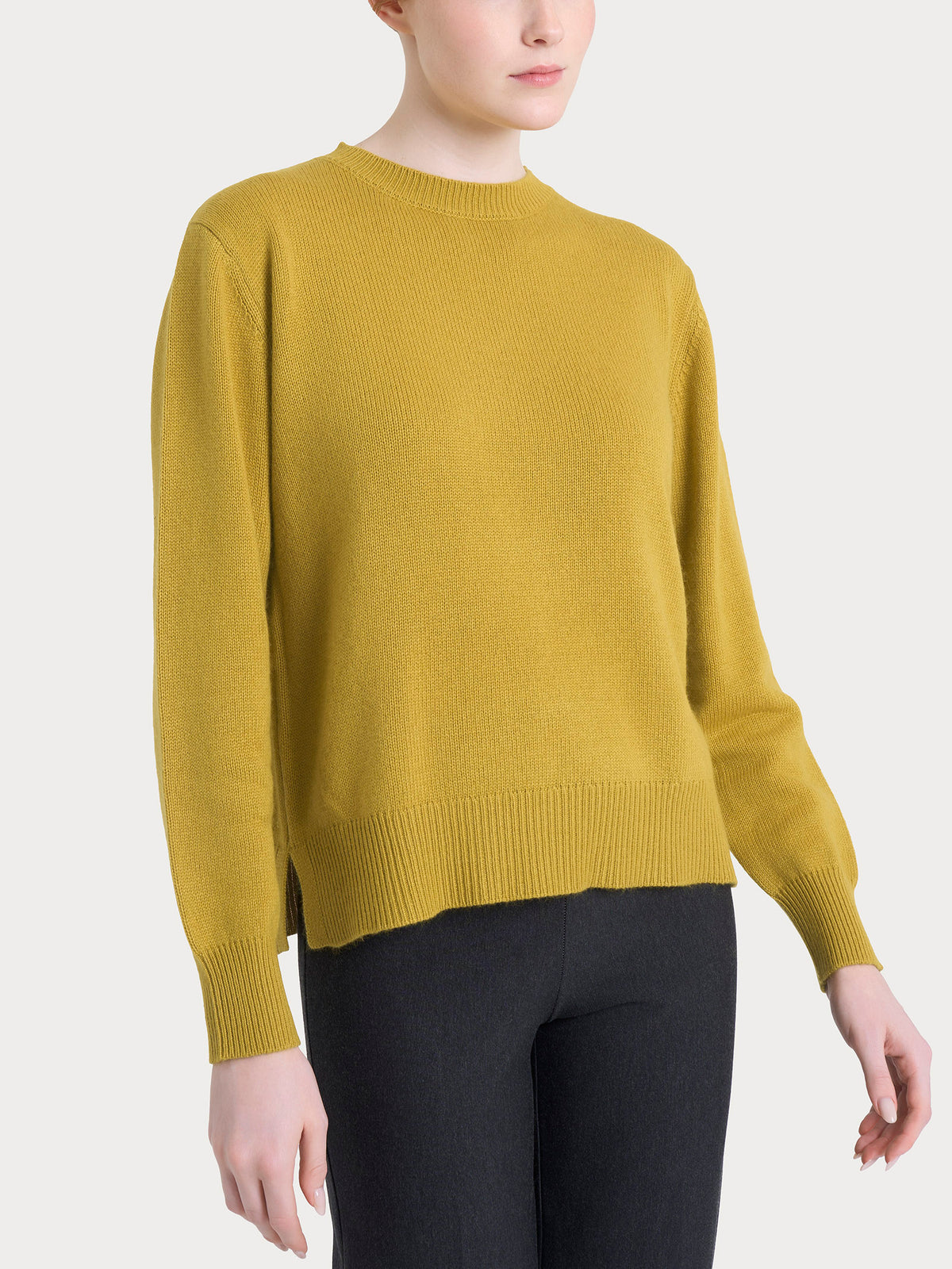 Maglia girocollo tinta unita in misto Lana e Angora Gialli Donna - Ragno