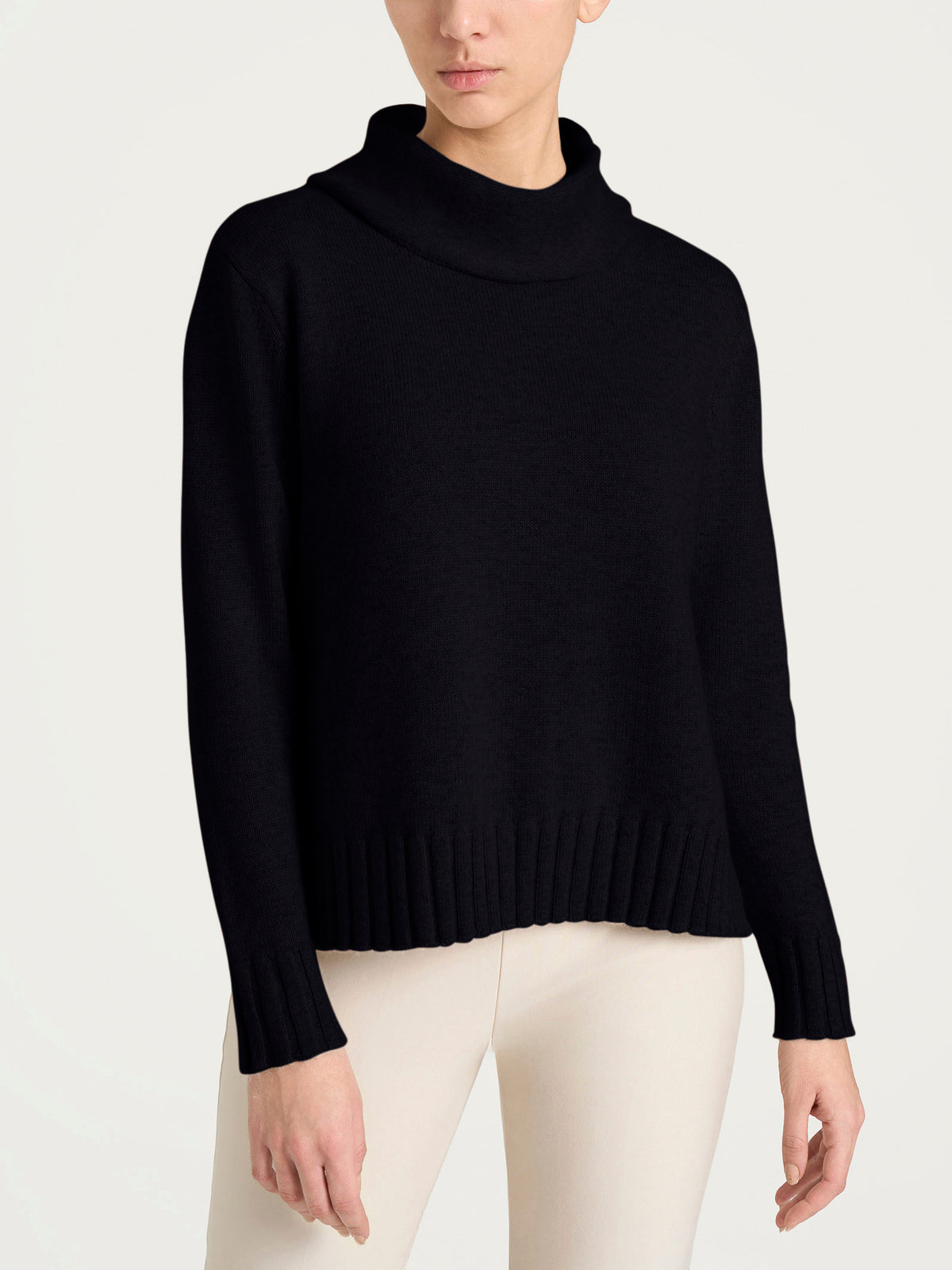 Maglia con collo a ciambella in misto Lana e Angora Neri Donna - Ragno