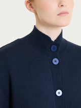 Cardigan con collo alto in misto Lana e Angora Blu Donna - Ragno