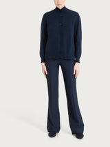 Cardigan con collo alto in misto Lana e Angora Blu Donna - Ragno