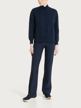 Cardigan con collo alto in misto Lana e Angora Blu Donna - Ragno