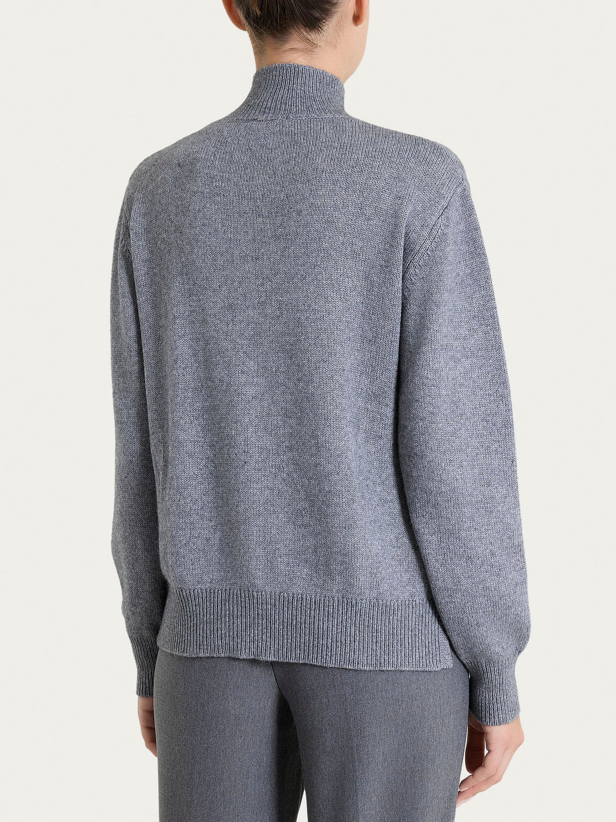 Cardigan con collo alto in misto Lana e Angora Neri Donna - Ragno