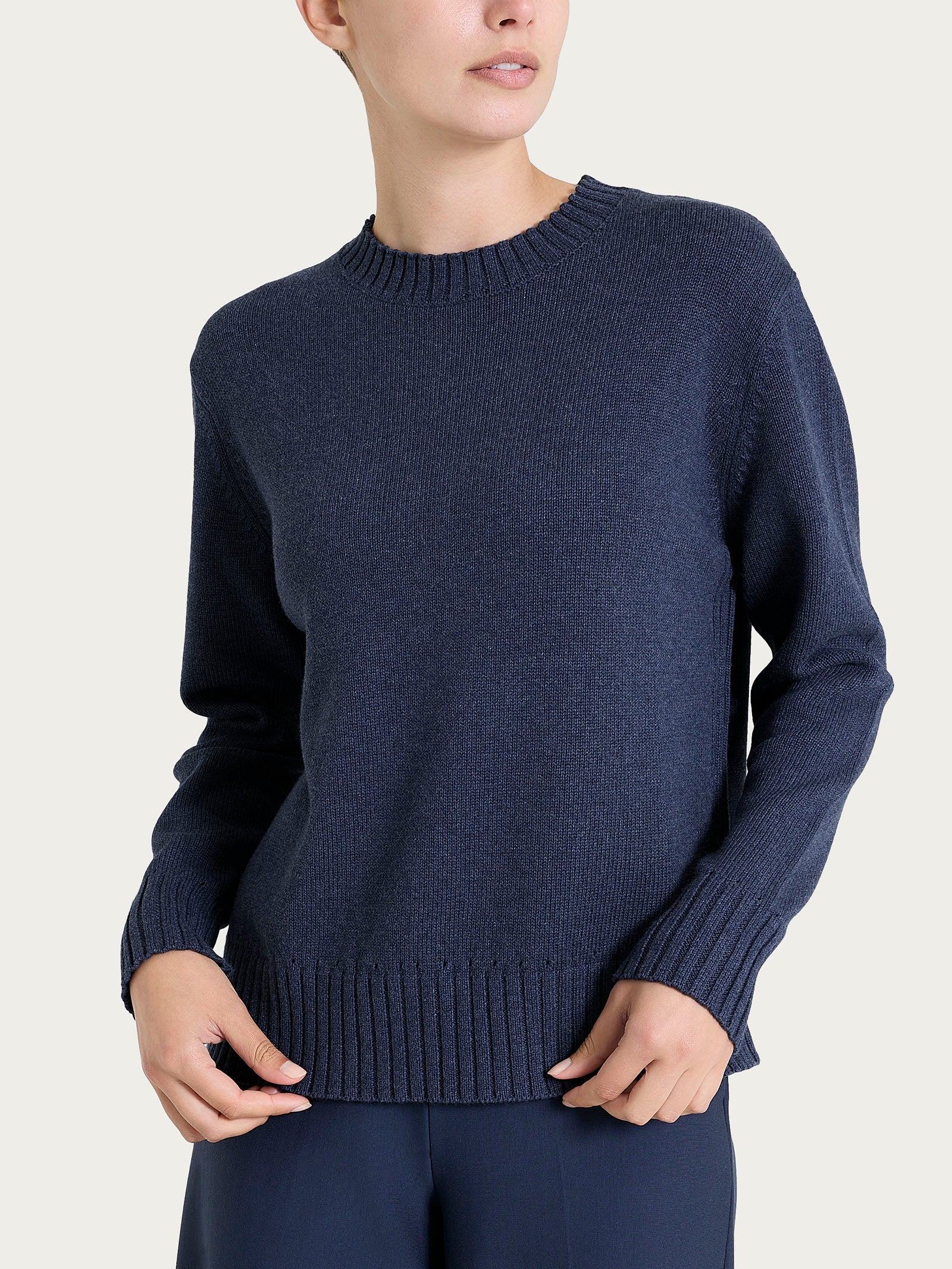 Maglia girocollo in filato Winter Cotton Azzurri Donna - Ragno