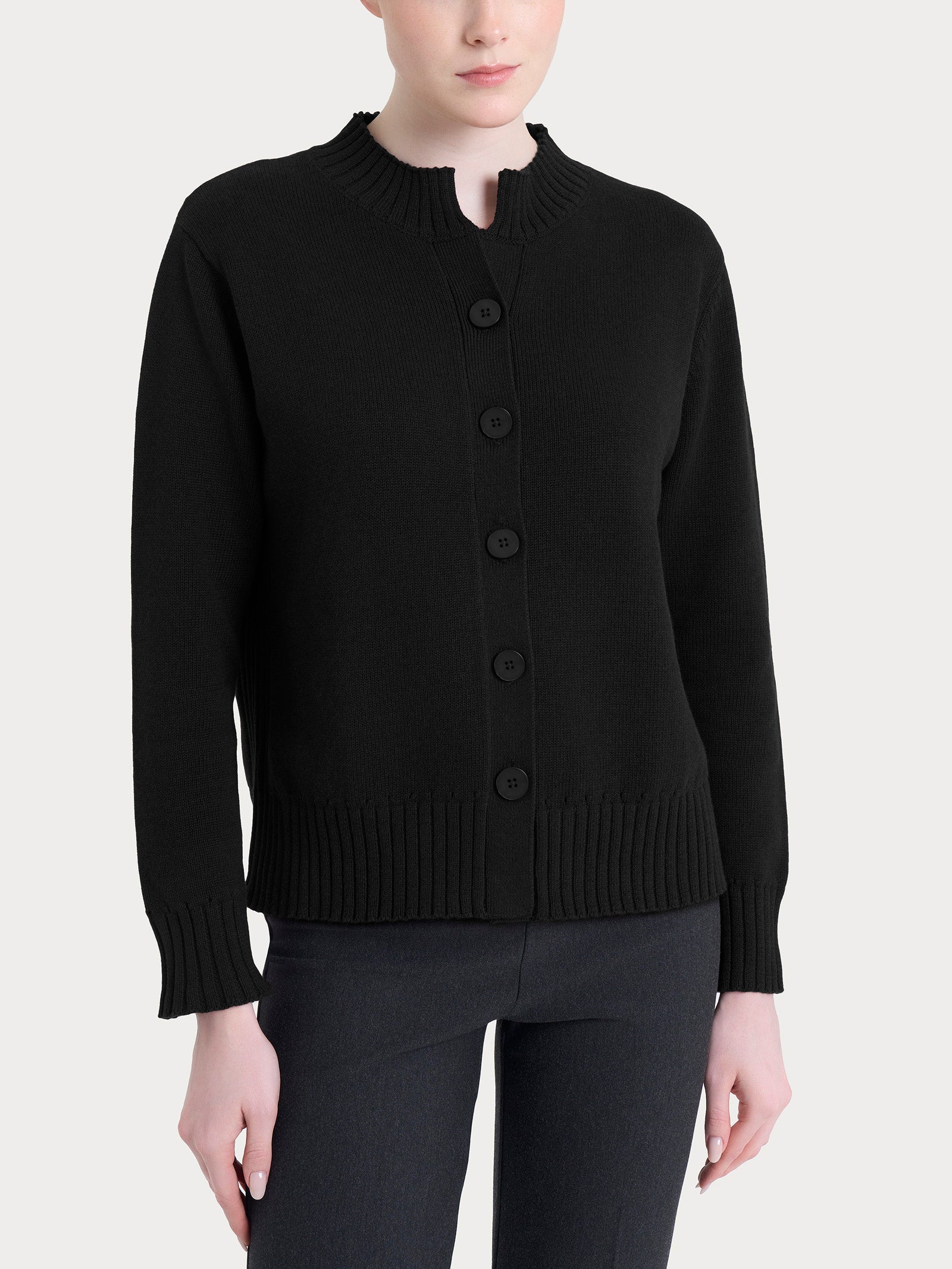 Cardigan corto con bottoni in Winter Cotton  Neri Donna - Ragno