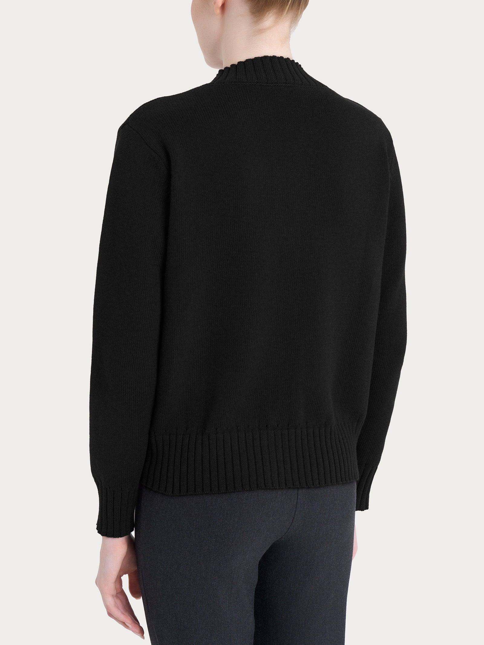 Cardigan corto con bottoni in Winter Cotton  Neri Donna - Ragno