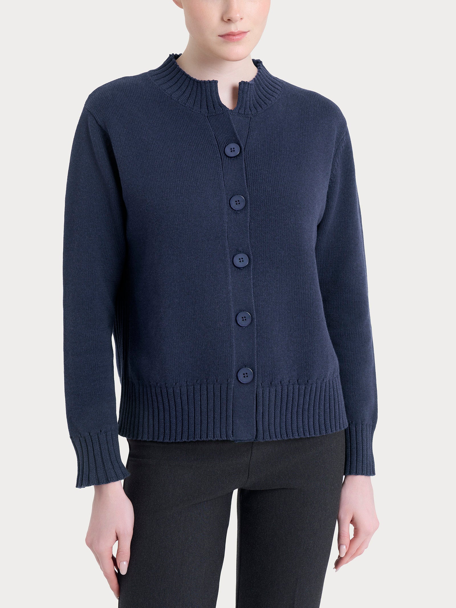 Cardigan corto con bottoni in Winter Cotton  Azzurri Donna - Ragno