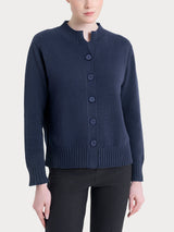 Cardigan corto con bottoni in Winter Cotton  Azzurri Donna - Ragno