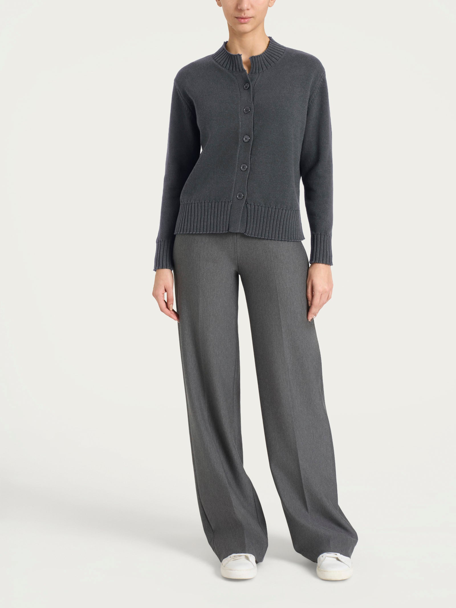 Cardigan corto con bottoni in Winter Cotton  Neri Donna - Ragno