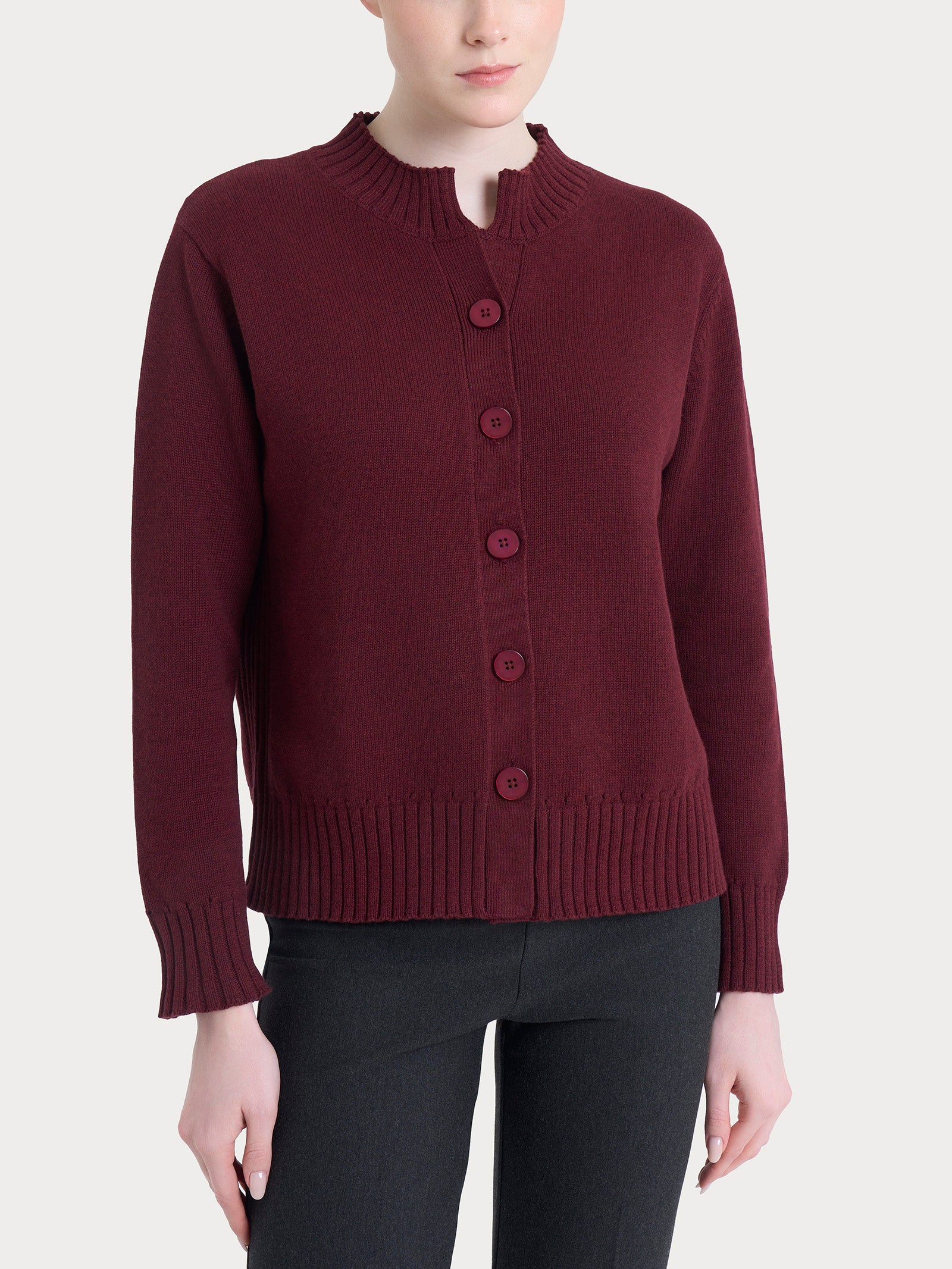 Cardigan corto con bottoni in Winter Cotton  Viola Donna - Ragno