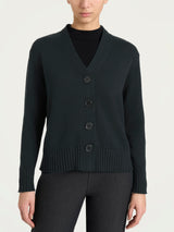 Cardigan con scollo a V e bottoni in Winter Cotton  Neri Donna - Ragno