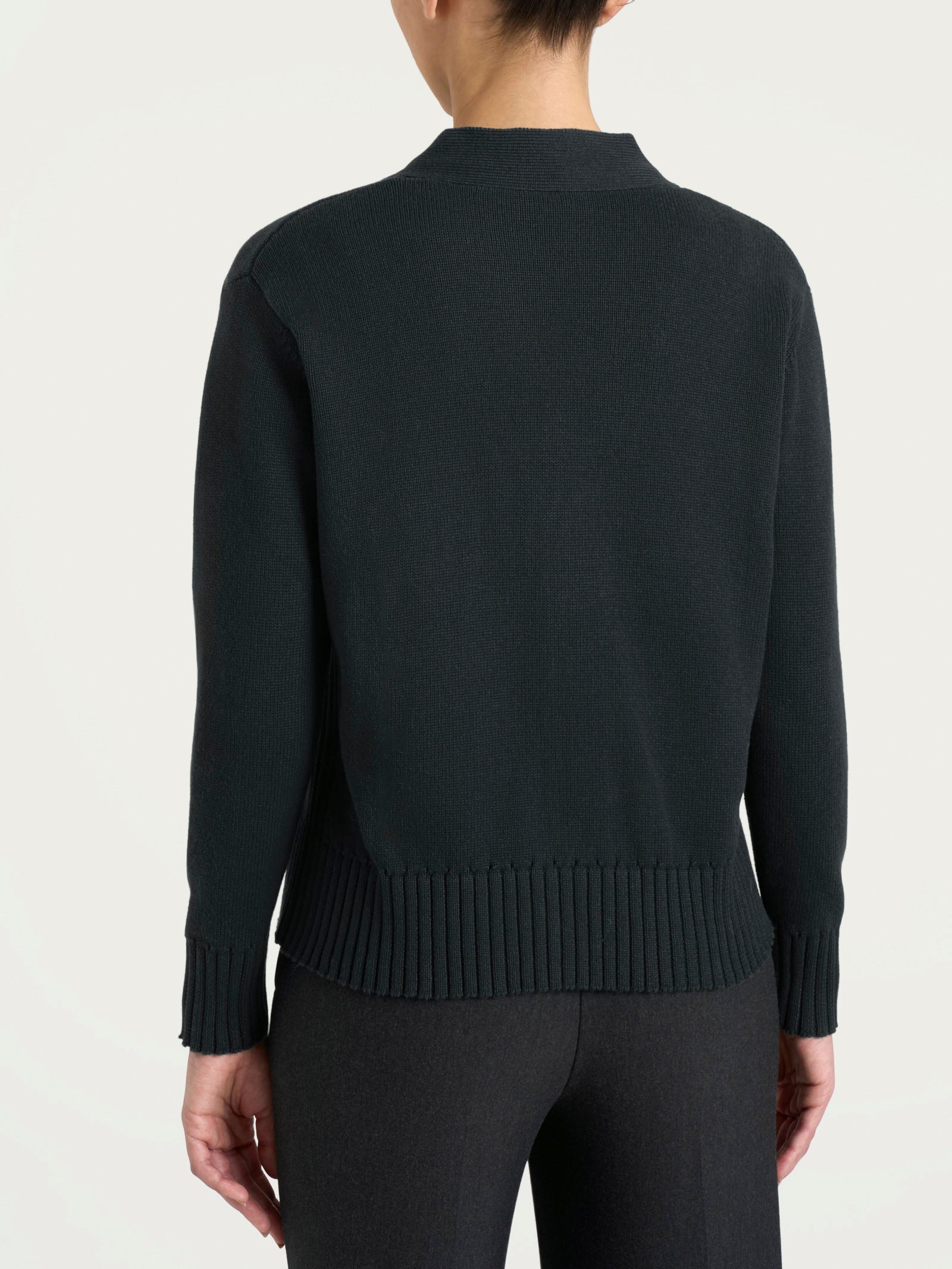 Cardigan con scollo a V e bottoni in Winter Cotton  Neri Donna - Ragno
