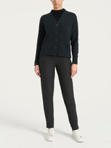 Cardigan con scollo a V e bottoni in Winter Cotton  Neri Donna - Ragno
