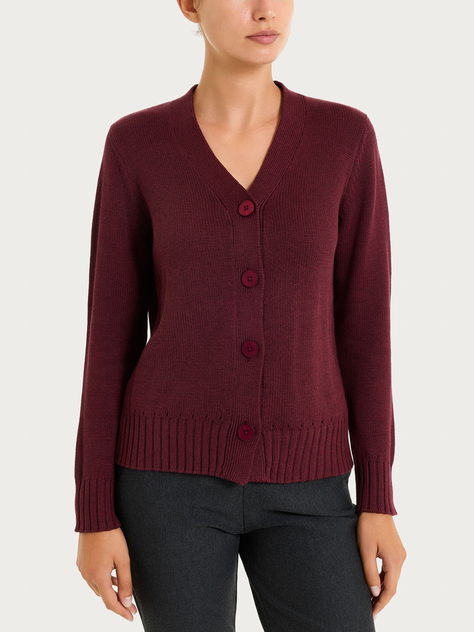 Cardigan con scollo a V e bottoni in Winter Cotton  Viola Donna - Ragno