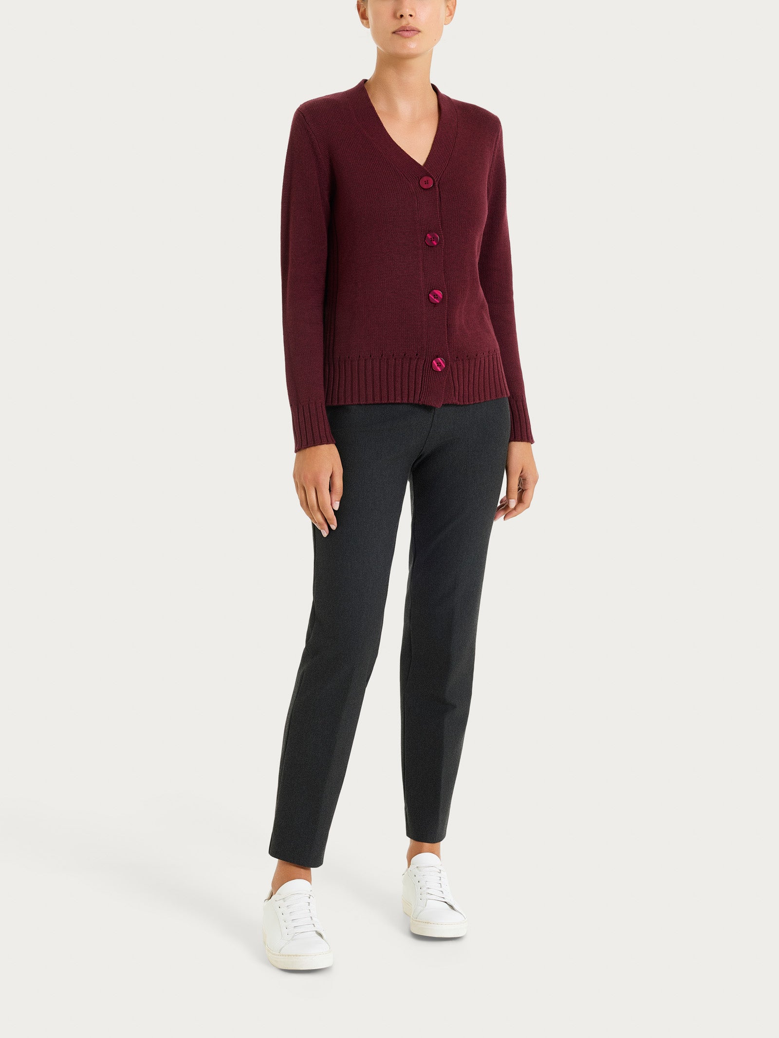 Cardigan con scollo a V e bottoni in Winter Cotton  Viola Donna - Ragno