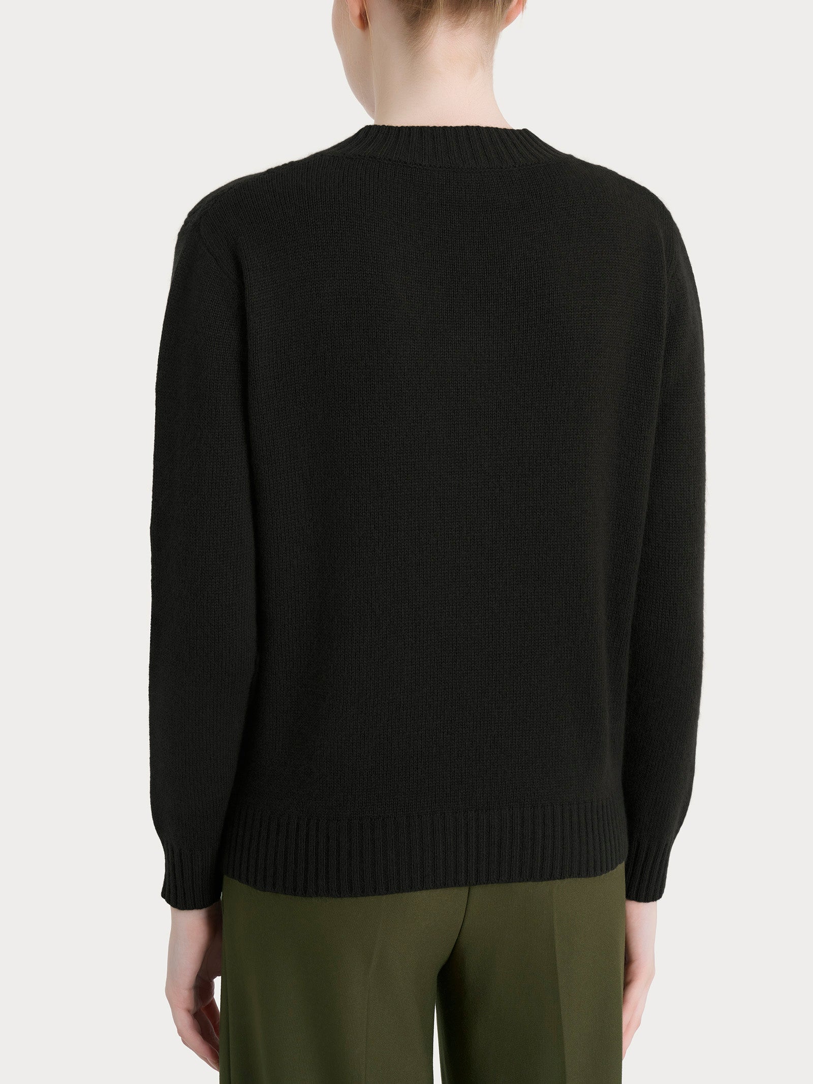 Maglia con scollo a V e con trecce in Natural Soft Neri Donna - Ragno