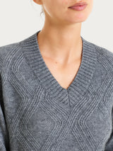 Maglia con scollo a V e con trecce in Natural Soft Neri Donna - Ragno