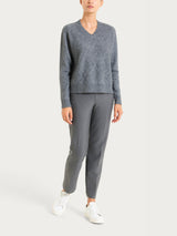 Maglia con scollo a V e con trecce in Natural Soft Neri Donna - Ragno