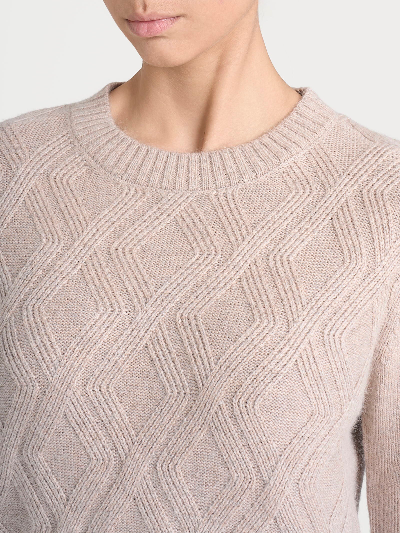 Maglia girocollo con trecce in Natural Soft Grigi Donna - Ragno