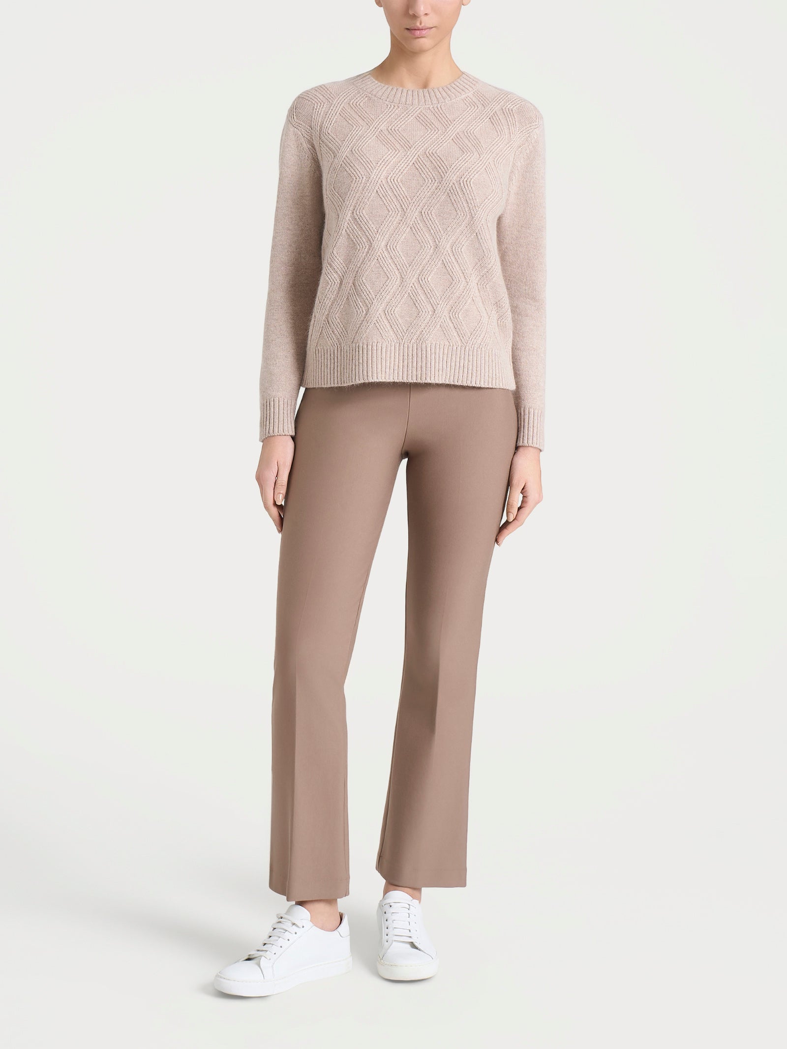 Maglia girocollo con trecce in Natural Soft Grigi Donna - Ragno