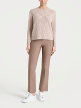 Maglia girocollo con trecce in Natural Soft Grigi Donna - Ragno