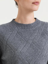 Maglia girocollo con trecce in Natural Soft Neri Donna - Ragno
