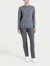 Maglia girocollo con trecce in Natural Soft Neri Donna - Ragno