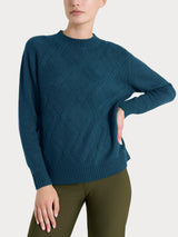 Maglia girocollo con trecce in Natural Soft Blu Donna - Ragno