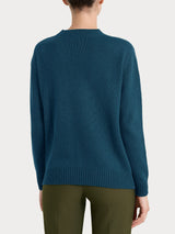 Maglia girocollo con trecce in Natural Soft Blu Donna - Ragno