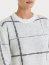 Maglia girocollo con check pattern in misto Lana e Angora Neri Donna - Ragno