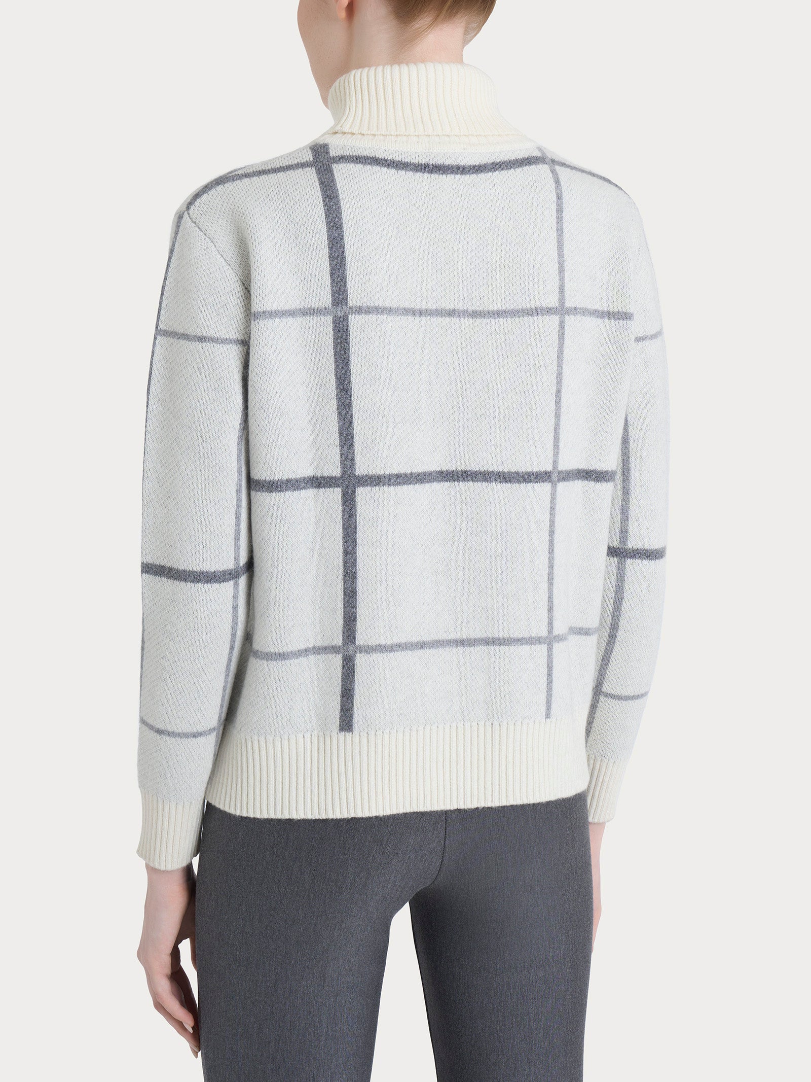 Dolcevita con check pattern in Natural Soft Neri Donna - Ragno