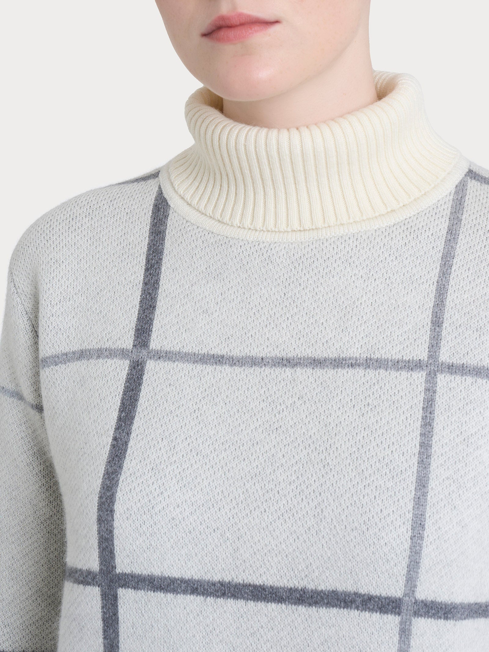 Dolcevita con check pattern in Natural Soft Neri Donna - Ragno