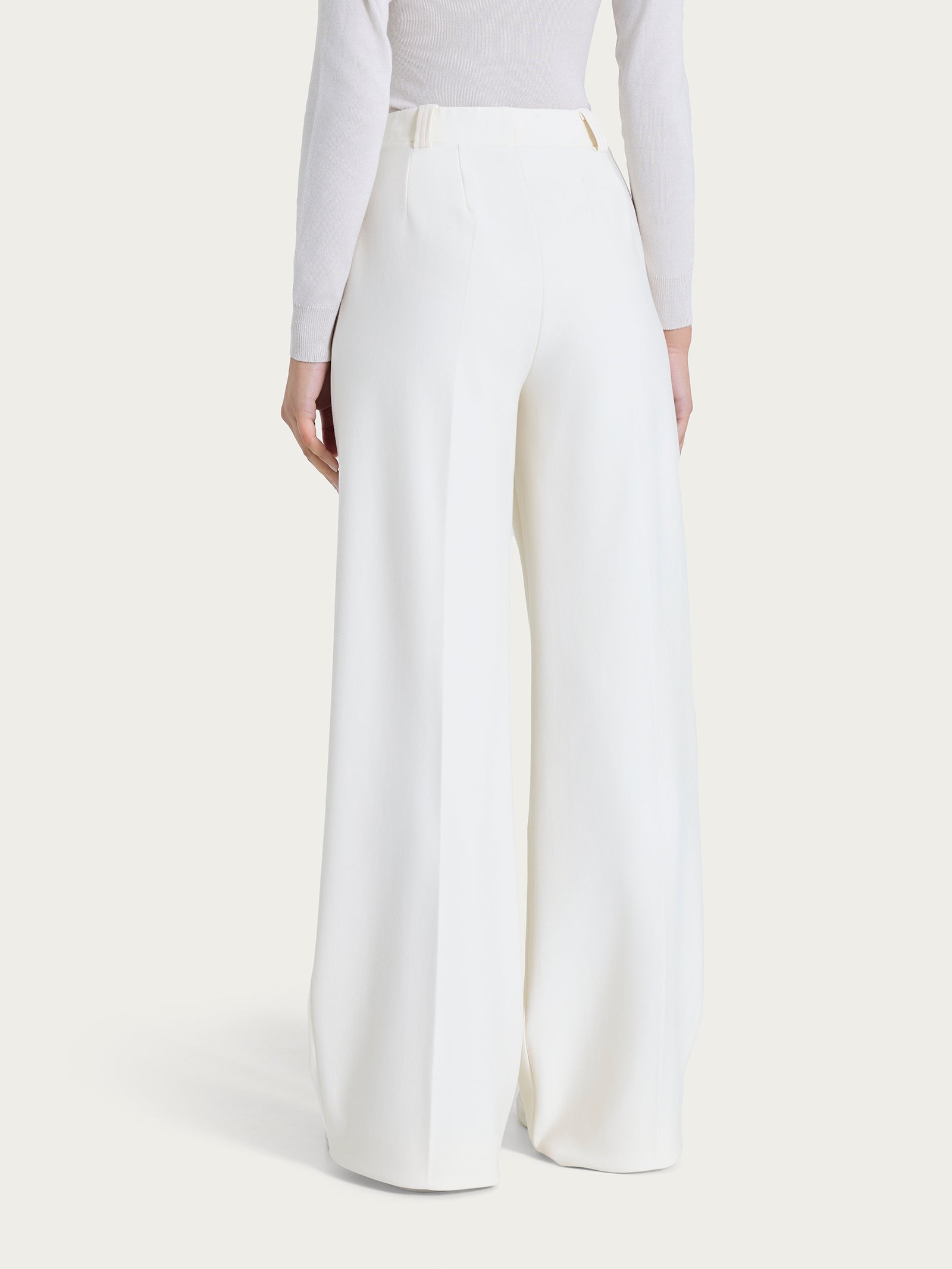 Pantalone a palazzo con taschino in Compact Bianchi Donna - Ragno