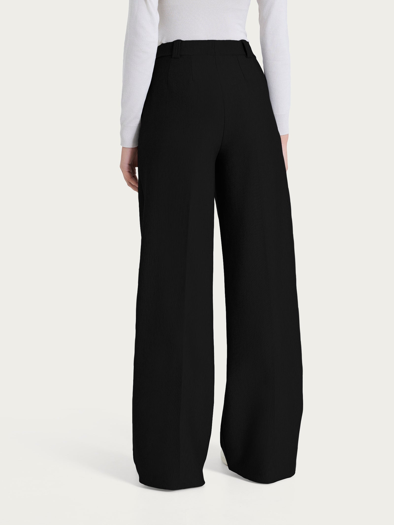 Pantalone a palazzo con taschino in Compact Neri Donna - Ragno