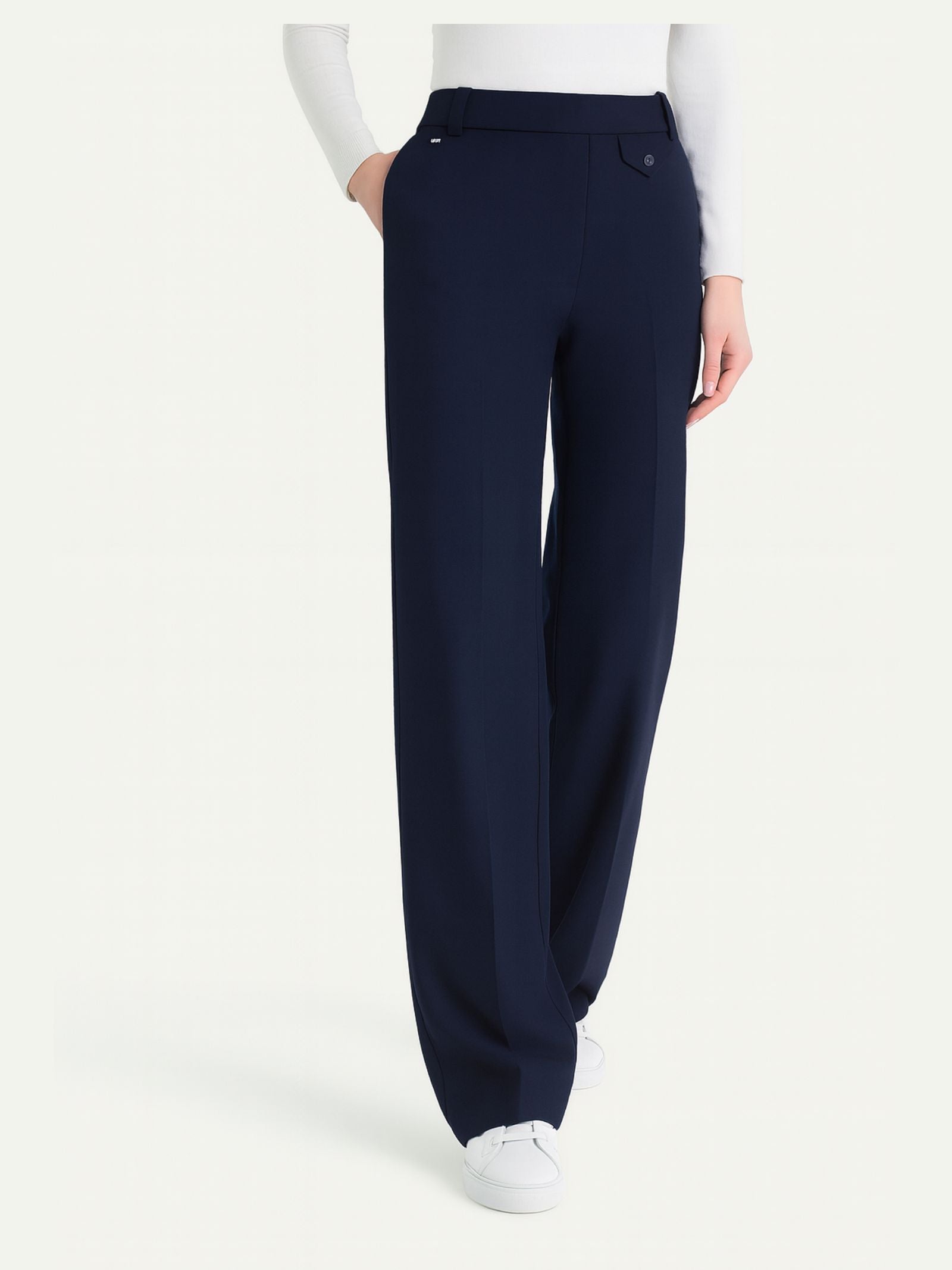Pantalone ampio con taschino in Compact Blu Donna - Ragno