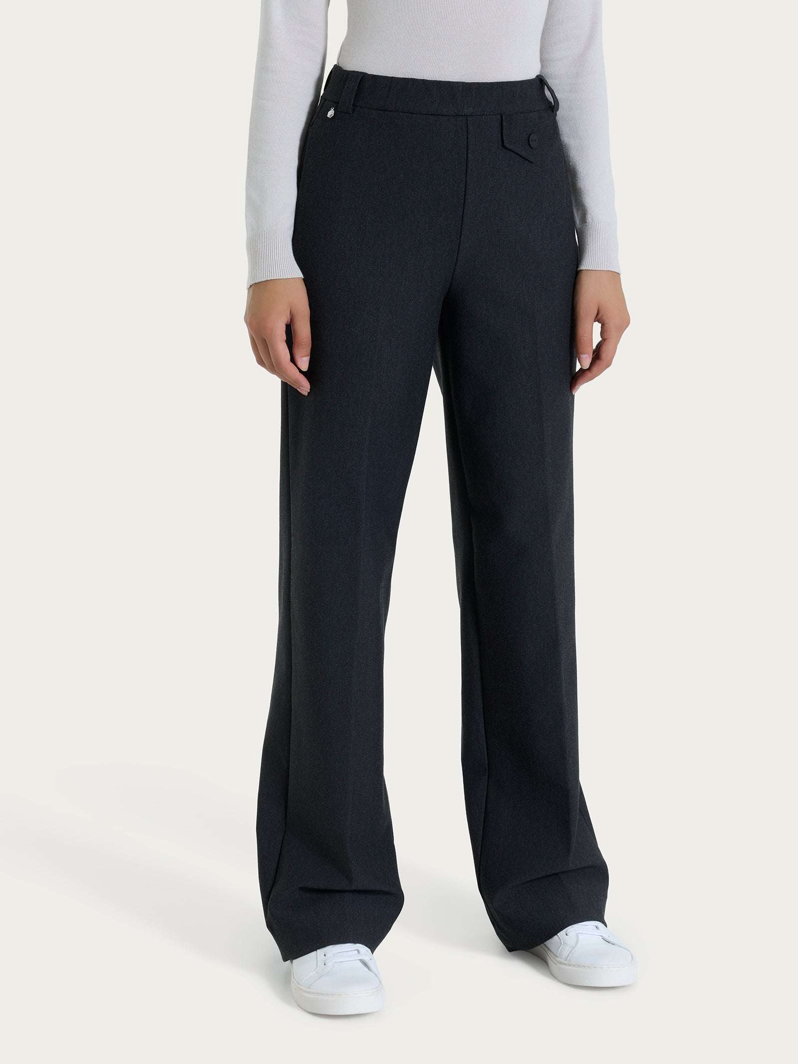 Pantalone ampio con taschino in Compact Neri Donna - Ragno