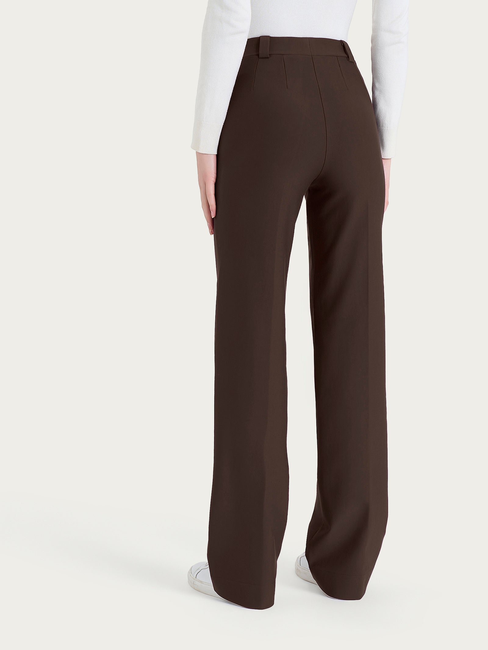 Pantalone ampio con taschino in Compact Marroni Donna - Ragno
